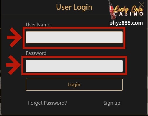 Lucky Cola login step by step tutorial 3 2. Sa login page, ilagay ang username at password na ginamit mo noong nagparehistro.
